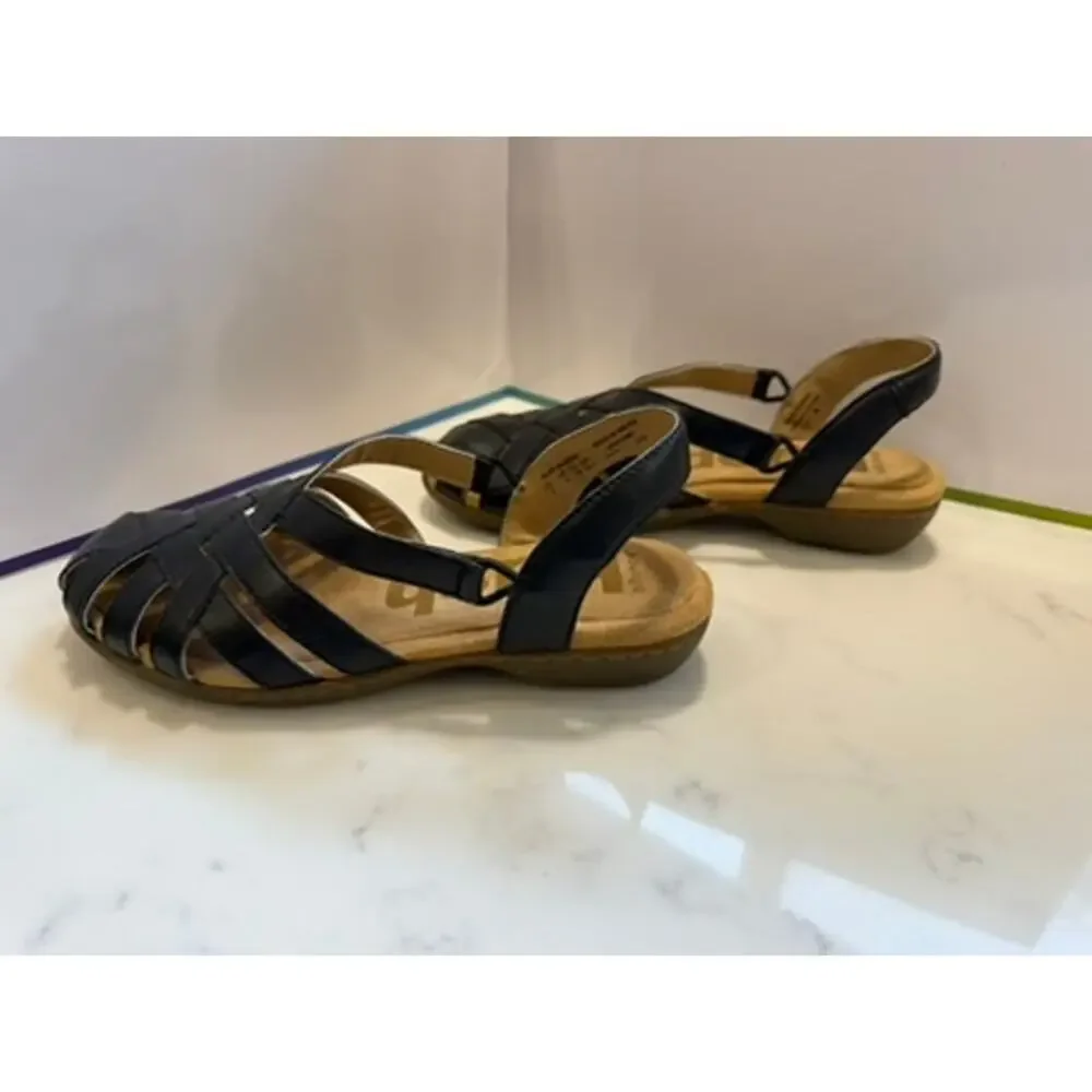 Hush‎ Puppies Moyen Black Leather Comfort Sandals Womens Size 7 Travel Capsule